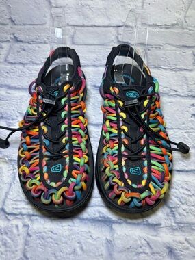 KEEN Uneek Tie-Dye Slip-On Sandals Womens 7 US Colorful Paracord Drawstring